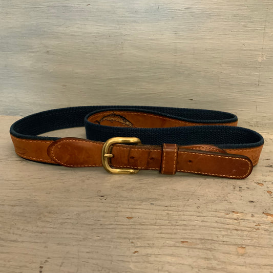 Zep-Pro Men's Casual Leather/Canvas Embroidered Sport Fishing Belt 44" Good Condition