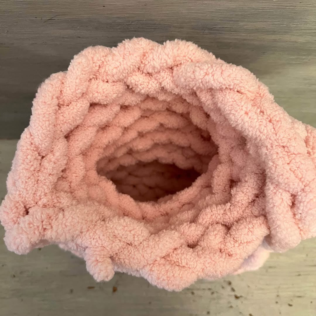 Soft Pink Chenille Yarn Crossbody Shoulder Bag Purse