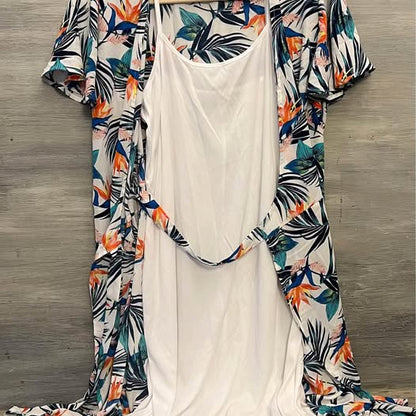 Time and Tru Tropical Print Wrap Dress Large Like New