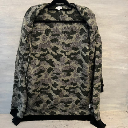 Mudpie Tan Black Khaki Green Camo Cardigan Sweater Size S/M Good Condition