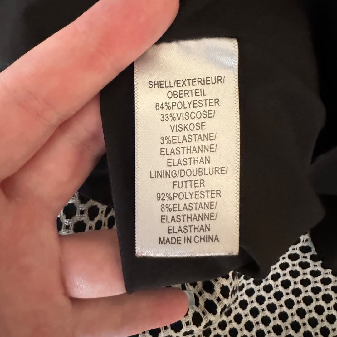 Adrianna Papell Dress Fit Flare Short Cuffed Sleeve Sweetheart Neck Black White Size 8 Like New