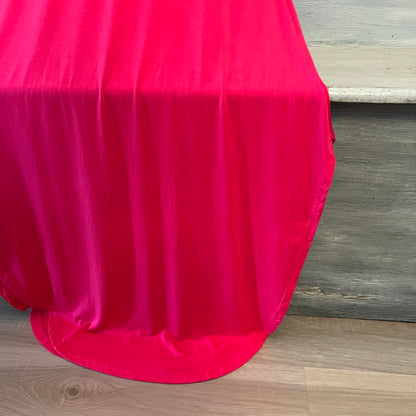 White Mark Fuchsia Pink Off Shoulder Flutter Sleeve Maxi Dress Size Medium New with Tags