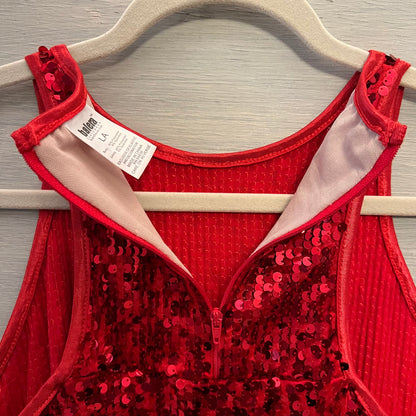 Balera Dance Wear Red Sequined Open Razor Back Tank Top Large Good Condition