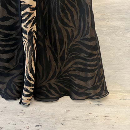Vintage Kathy Ireland Sheer Overlay Zebra Print Chemise Slip Dress Size Medium Good Condition