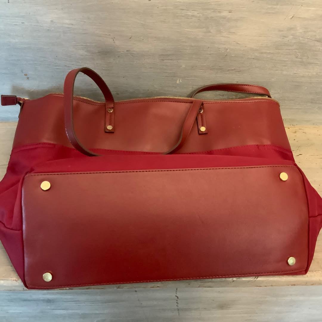 Tutilo New York Burgundy Faux Leather Nylon Briefcase Laptop Bag Tote w/Wristlet Like New