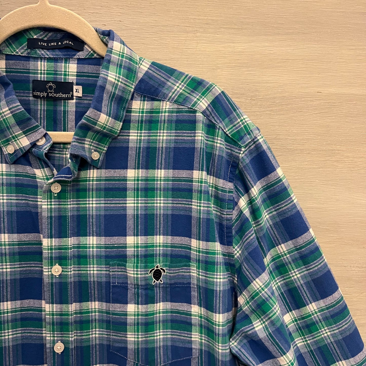 Simply Southern 100% Cotton Plaid Long Sleeve Men's Button Down Shirt Size XL Good Condition