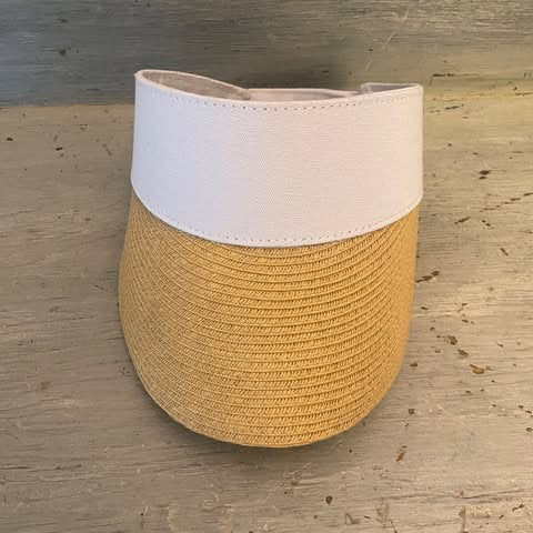 Sun n’ Sand Headwear Straw White Canvas Visor Sunhat New without Tags