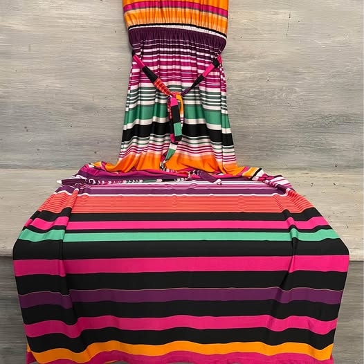 Venus Sleeveless Colorful Horizontal Stripes Maxi Dress Size 10 Good Condition