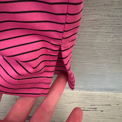 PGA Tour Hot Pink Black Stripe Polo Golf Shirt Medium Like New