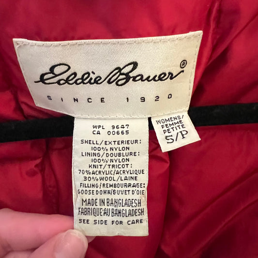 Vintage Eddie Bauer Women’s Iridescent Red Goose Down Parka Coat Size S/P Good Condition
