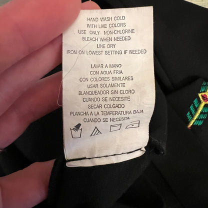 GB Black Colorful AztecPrint Embroidered Bodice Bodycon Mini Dress Size Small Good Condition