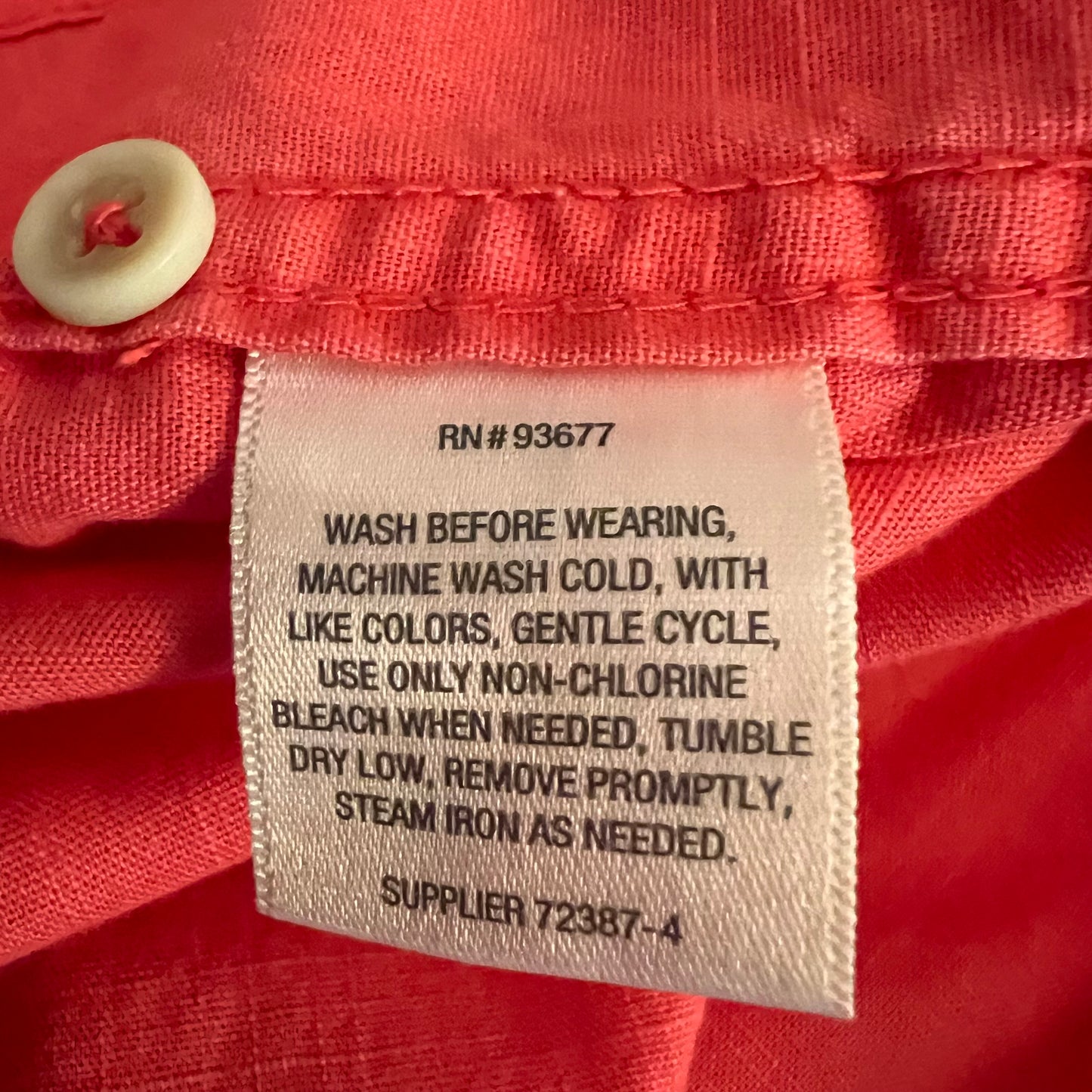 Saint John's Bay 100% Cotton Coral Classic Fit Casual Button Down Shirt Size XL Good Condition