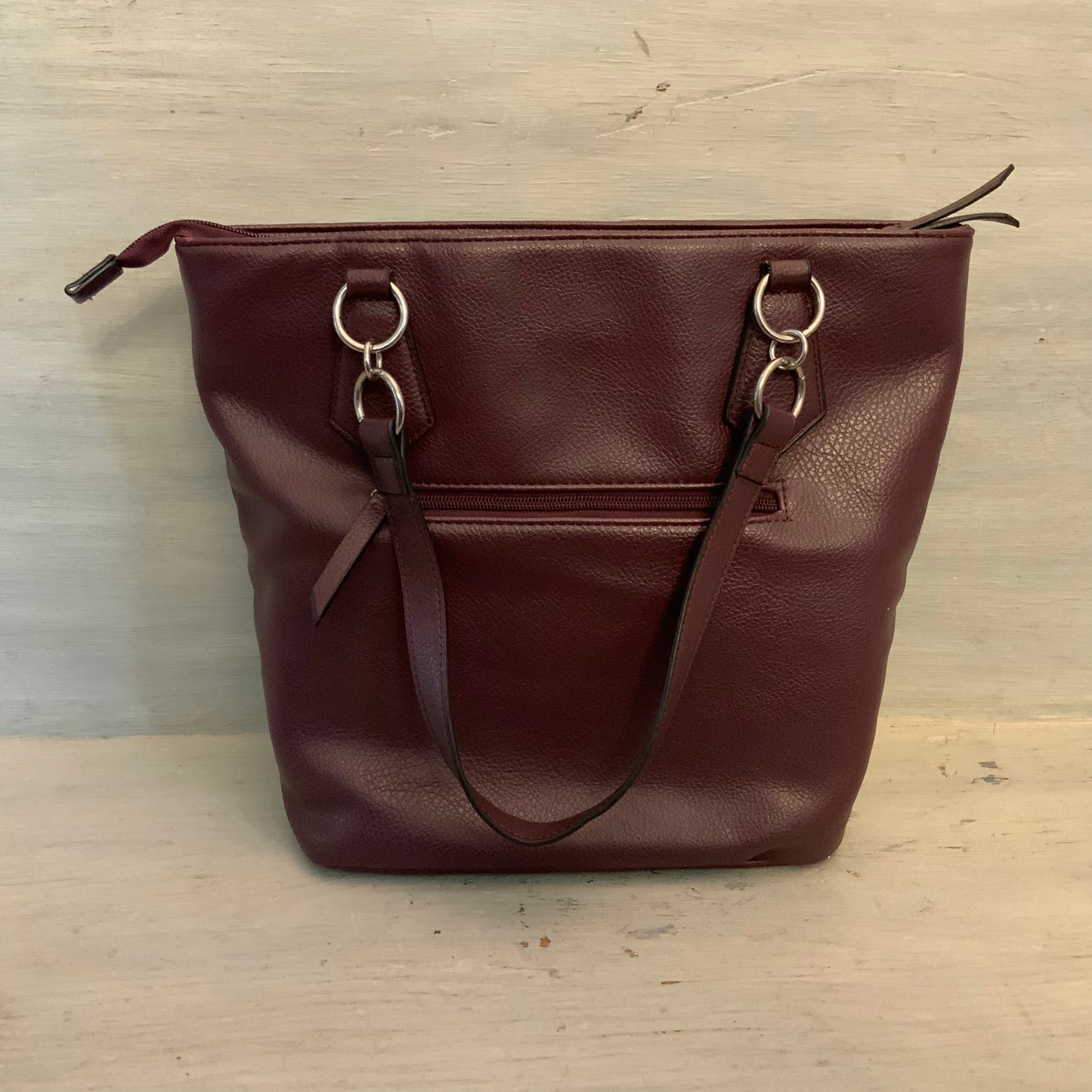 Nicole Miller Burgundy Faux Leather Shoulder Bag Purse Good Condition