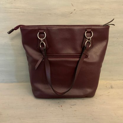 Nicole Miller Burgundy Faux Leather Shoulder Bag Purse Good Condition