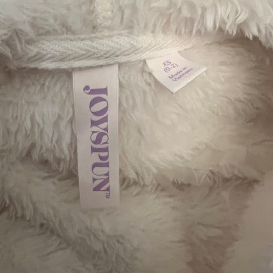 Joyspun White Sherpa Hooded Kangaroo Pocket Pullover Night Gown XS Good Condition