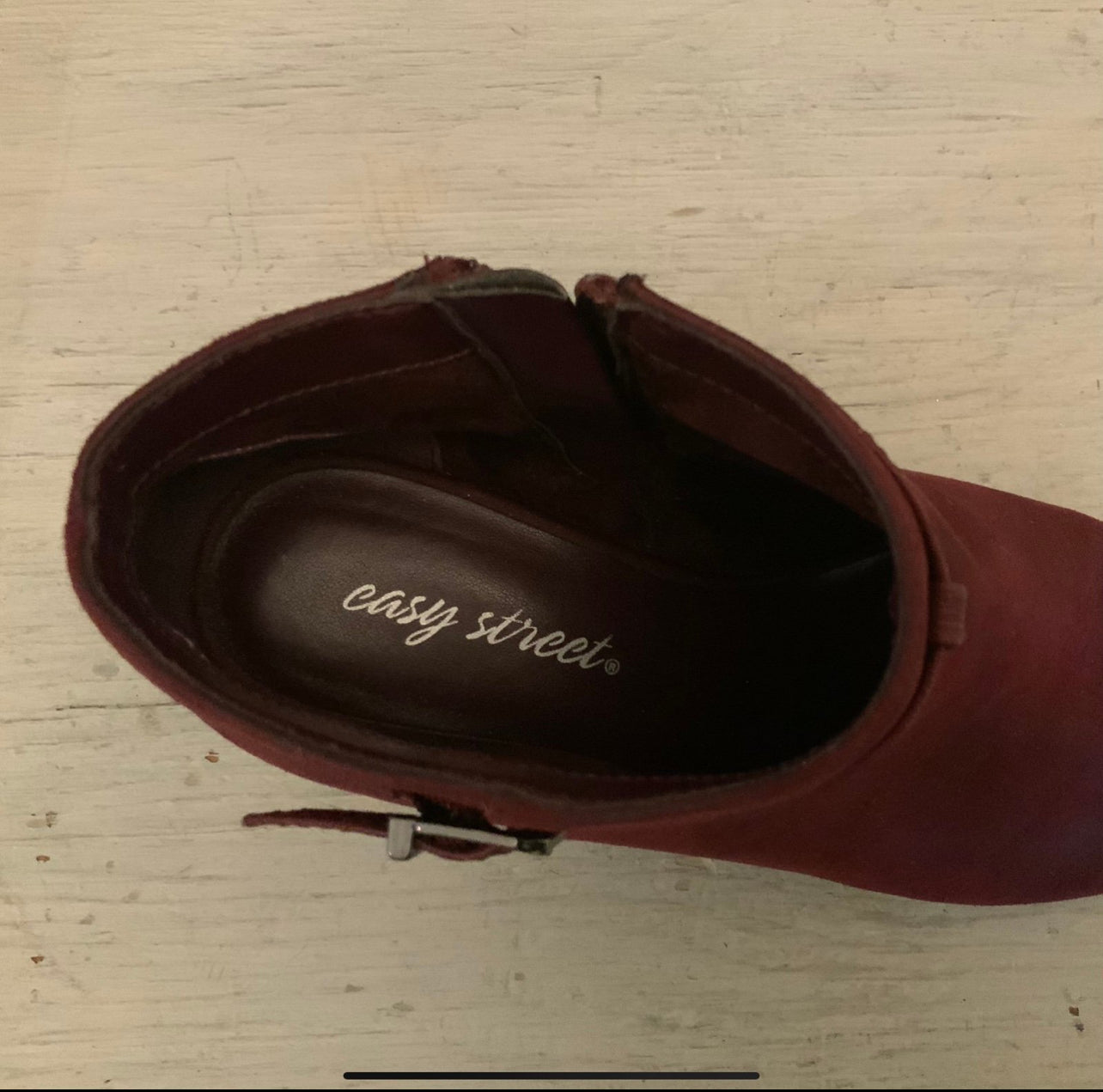 Easy Street maroon Open Toe Ankle Bootie Boots Size 7 Good Condition
