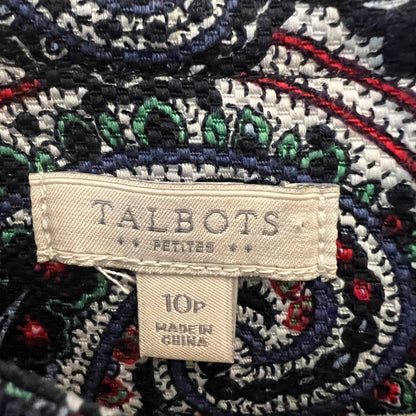 Talbots 98% Cotton Notched Yneck Multicolor Paisley Print Shift Dress Size 10p Good Condition