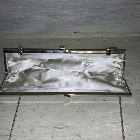 Silver Sequined Crossbody Clutch Bag Purse Like New