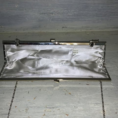 Silver Sequined Crossbody Clutch Bag Purse Like New