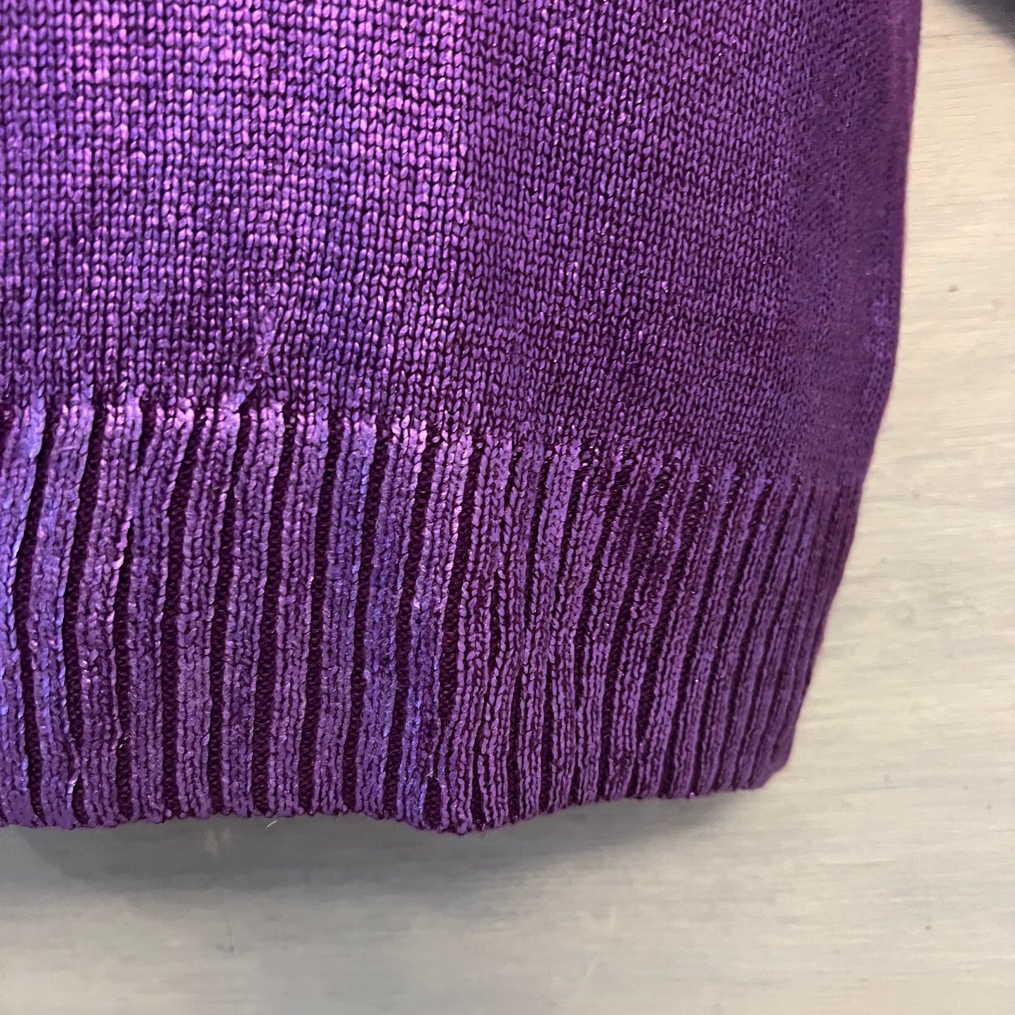 Vintage Purple Shimmer 3/4 Sleeve Light Knit Sweater Size Large Good Condition