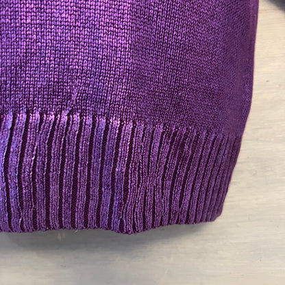 Vintage Purple Shimmer 3/4 Sleeve Light Knit Sweater Size Large Good Condition
