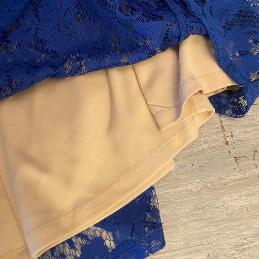 Gabby Skye Royal Blue Lace Tan Under Lining Sleeveless Fit and Flare Dress Size 18W Like New