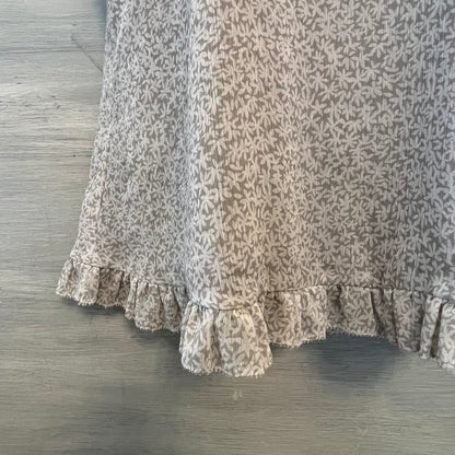 Ann Taylor Factory Beige White Floral Print Tank Top Blouse Size Medium Good Condition