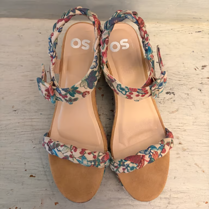 SO Goods for Life Briellee Floral Boho Platform Sandal Size 9.5 Good Condition