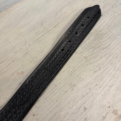 Guide Gear Genuine Black Leather Embossed Weave Pattern Belt 42” Good Condition