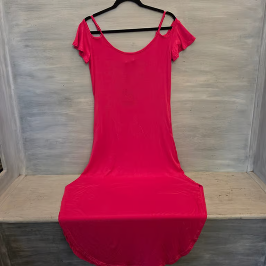 White Mark Fuchsia Pink Off Shoulder Flutter Sleeve Maxi Dress Size Medium New with Tags