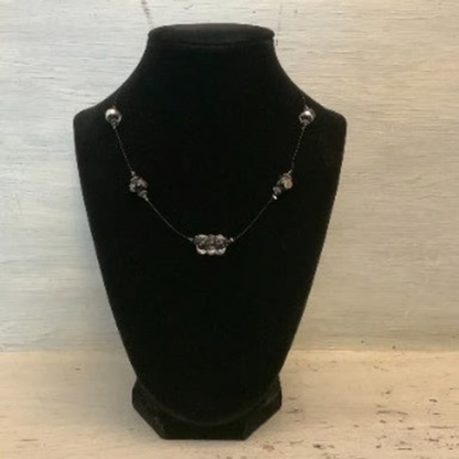 Handmade Glass Floating Stationary Bead Choker Necklace 17" Good Condition