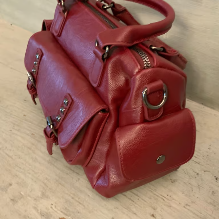 Burgundy Faux Leather Crossbody Handbag Purse Good Condition