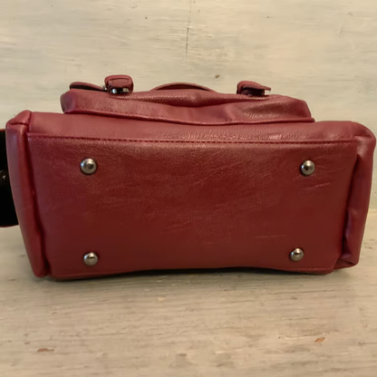 Burgundy Faux Leather Crossbody Handbag Purse Good Condition