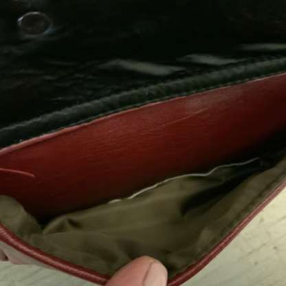 Burgundy Faux Leather Crossbody Handbag Purse Good Condition