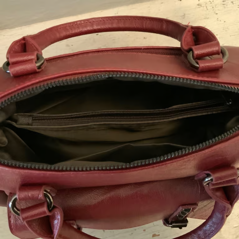 Burgundy Faux Leather Crossbody Handbag Purse Good Condition