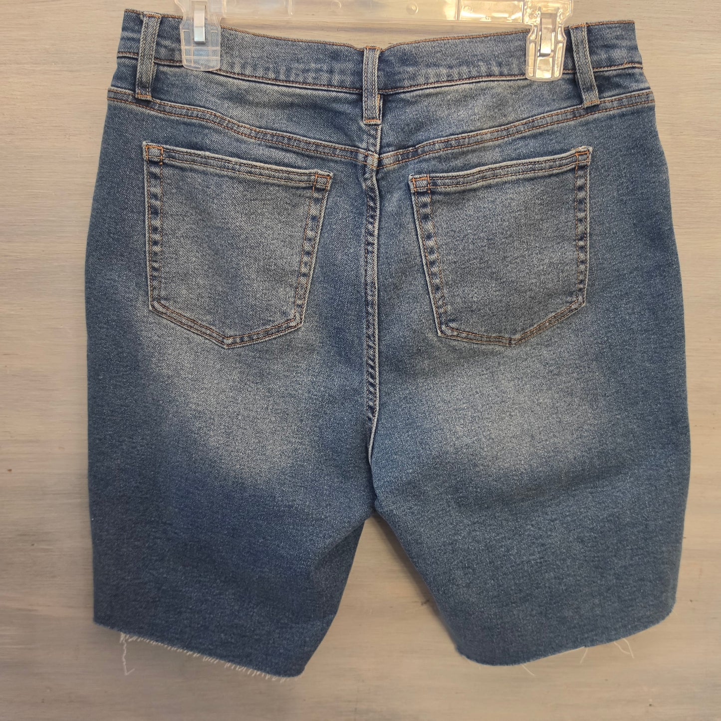 Fashion Nova Medium Wash Frayed Hem Denim Carlsbad Bermuda Shorts Size 13 New with Tags