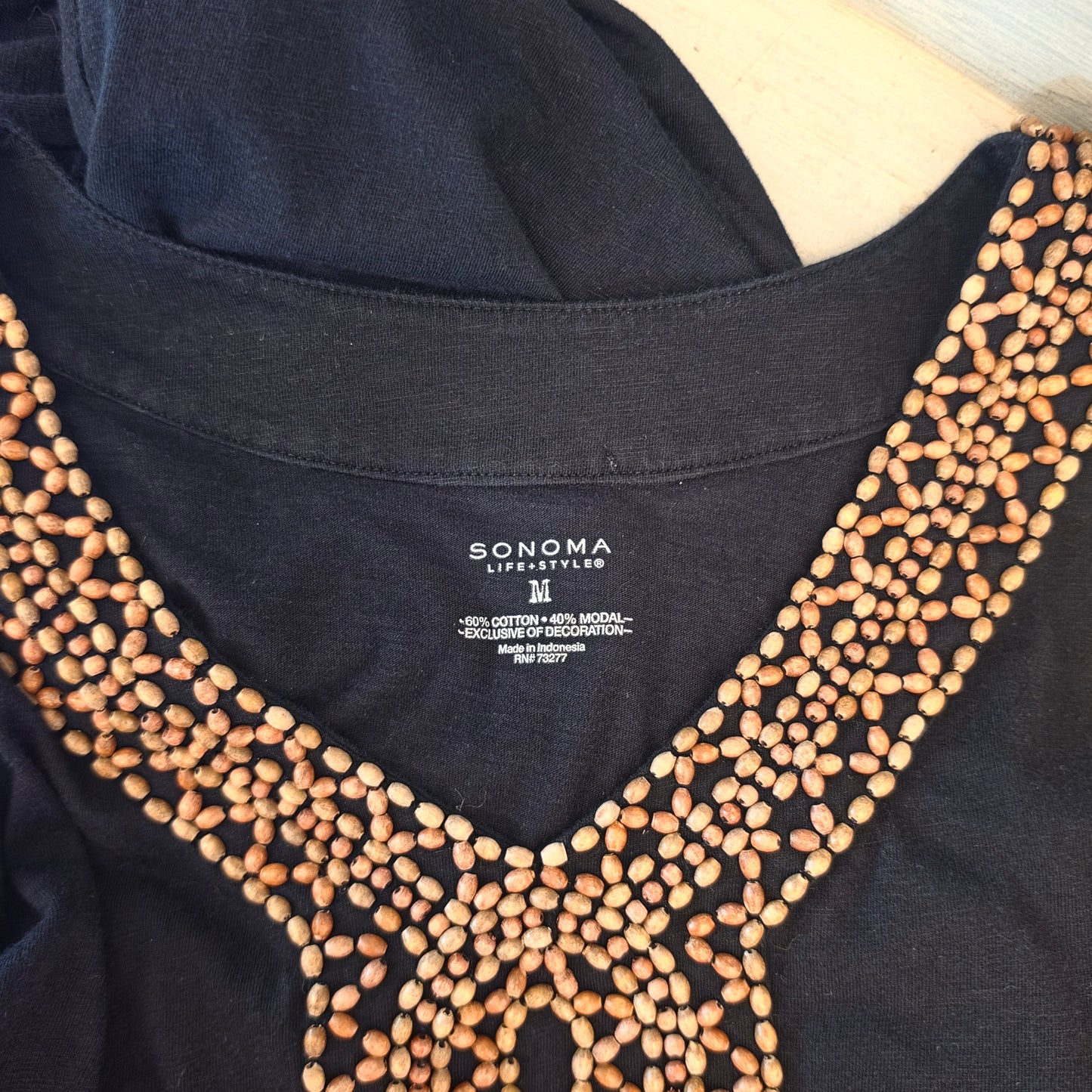 Sonoma Black Beaded Neckline Tank Style Sleeveless Maxi Dress Size Medium Good Condition
