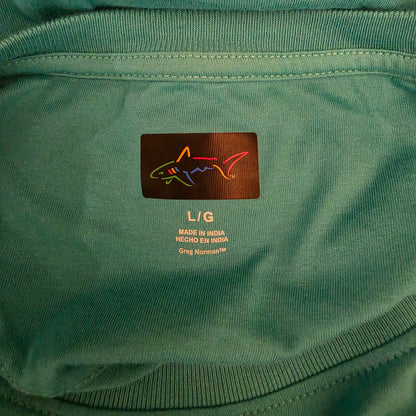 Greg Norman 100% Cotton Teal Crew Neck Tshirt Size Large Good Condition