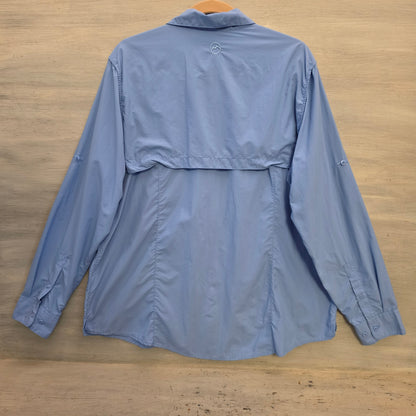 Magellan Outdoors Sky Blue Fish Gear Relaxed Fit Casual Button Down Shirt Size 2XL Good Condition