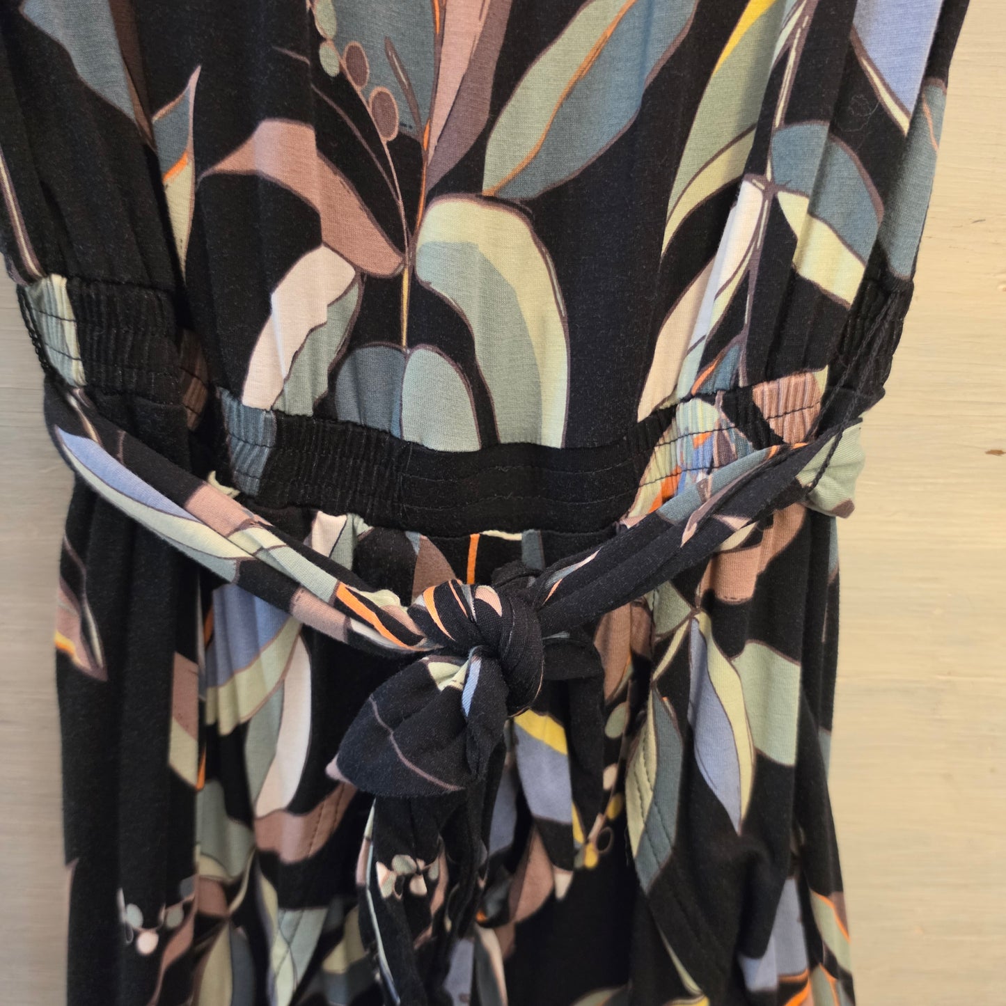 Lascana Colorful Abstract Floral Print Strapless Tie Waist Jumpsuit Size 12 Good Condition