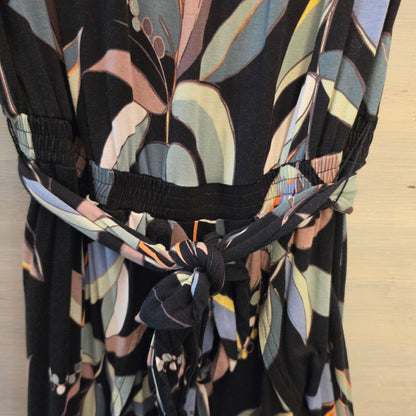 Lascana Colorful Abstract Floral Print Strapless Tie Waist Jumpsuit Size 12 Good Condition