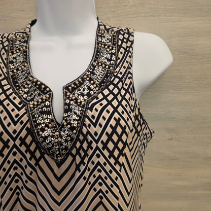 JM Collection Geometric Print Sleeveless Knee Length Dress Size Petite Medium Good Condition