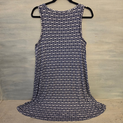 Loft Abstract Geometric Print Scoop Neck Sleeveless Hi/Low Mini Dress Size Medium Good Condition