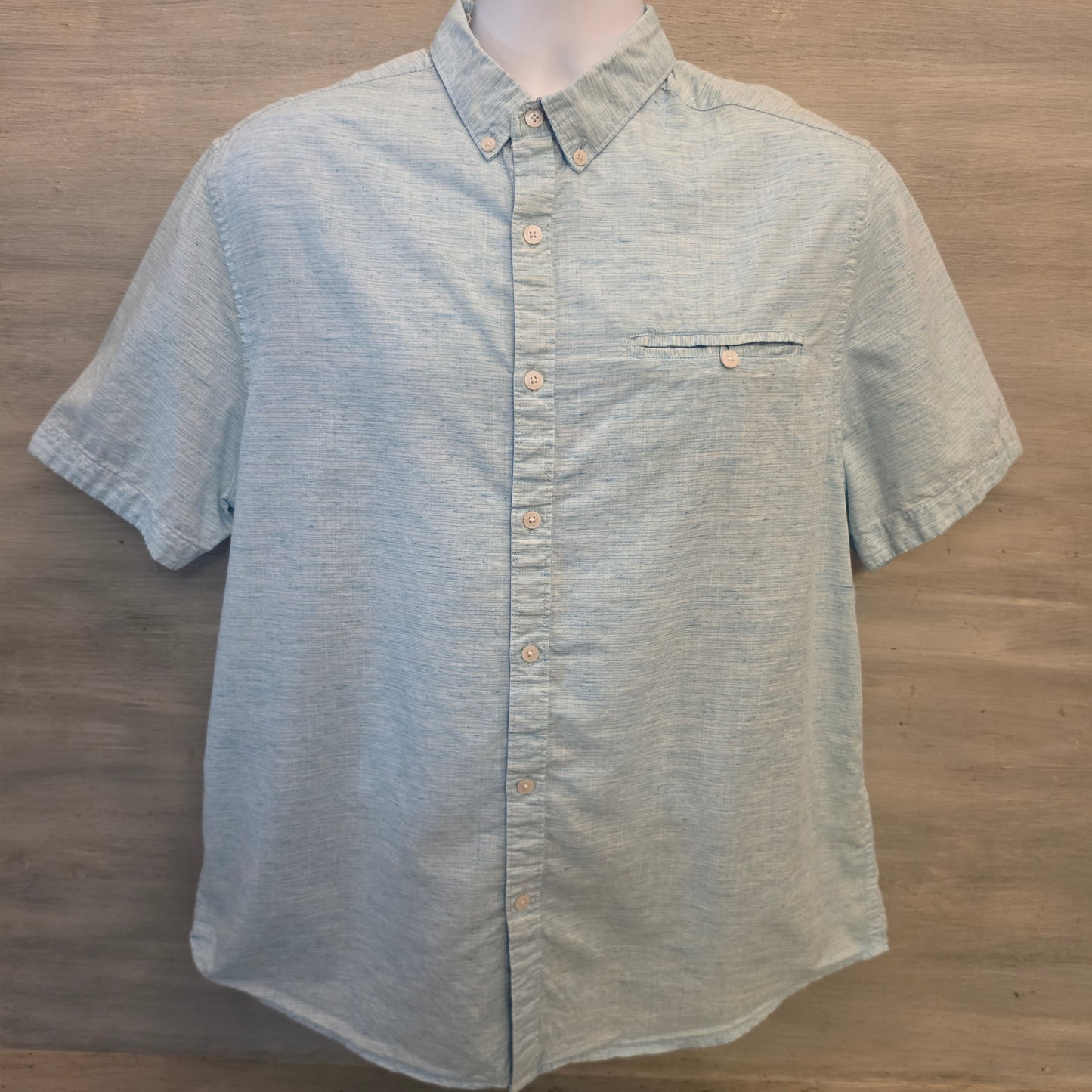 Denim & Flower Ricky Singh Light Blue Heathered Button Down Shirt Size XL Good Condition
