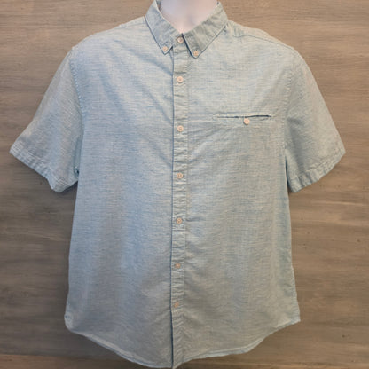 Denim & Flower Ricky Singh Light Blue Heathered Button Down Shirt Size XL Good Condition