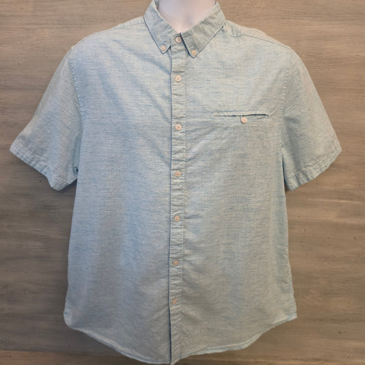 Denim & Flower Ricky Singh Light Blue Heathered Button Down Shirt Size XL Good Condition