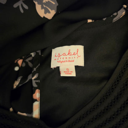 Isabel Maternity by Ingrid & Isabel Black Multicolor Floral Shift Dress Size Small Good Condition