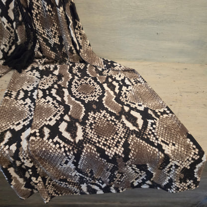Sandiva Faux Snakeskin Strapless Tie Waist Wide Leg Jumpsuit Size XL Good Condition