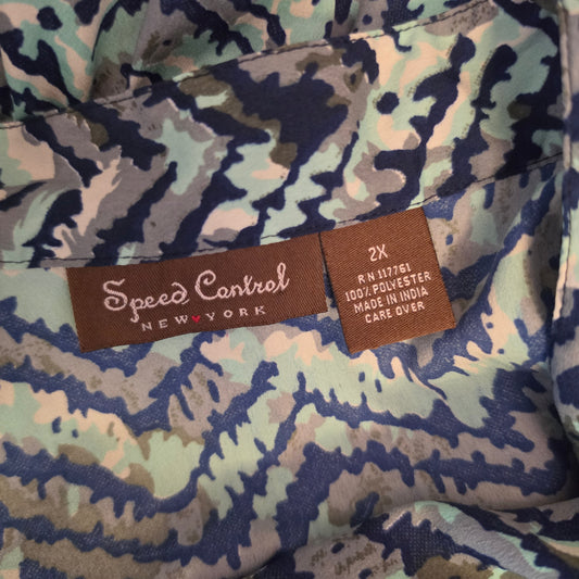 Speed Control Multicolor Abstract Zig Zag Chevron Print Knee Length Dress Size 2X Good Condition