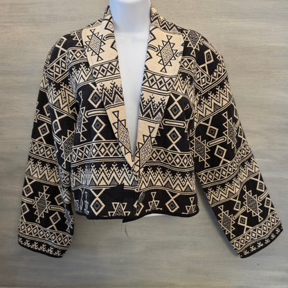 Vintage flashback 100%Cotton Tribal Print One Button Blazer Jacket Size Medium Good Condition